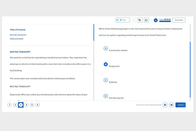 An example of the online integration question set