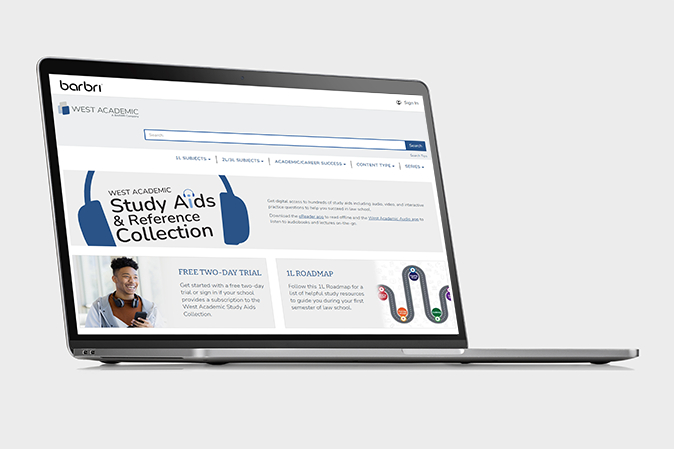 Laptop with the West Academic Study Aids & Reference Collection website on the screen